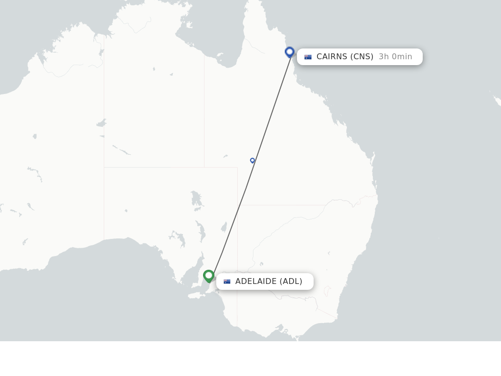 Flights from Adelaide to Cairns route map