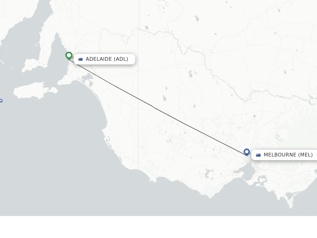 Flights from Adelaide to Melbourne route map