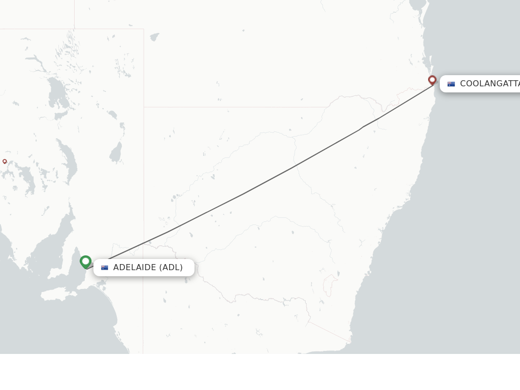 Flights from Adelaide to Coolangatta (Gold Coast) route map