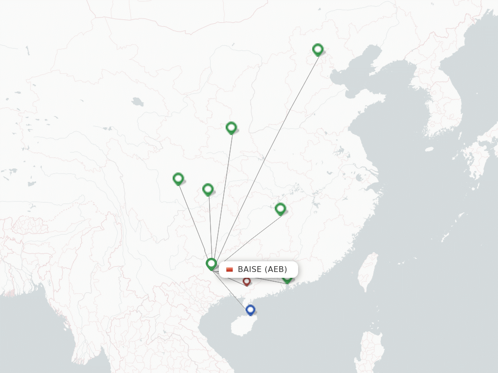 Flights from Baise to Haikou route map