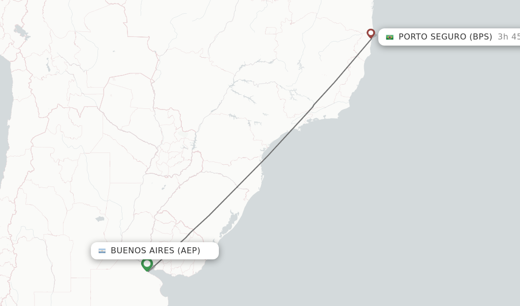 Flights from Buenos Aires to Porto Seguro route map
