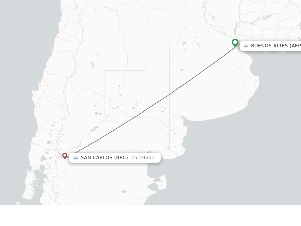 Flights from Buenos Aires to San Carlos route map