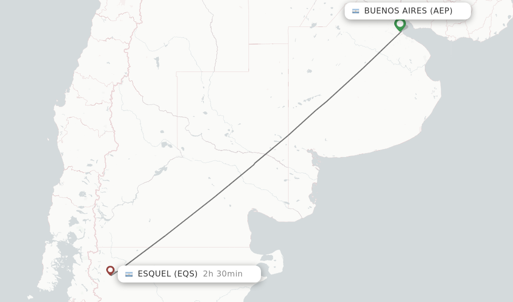 Flights from Buenos Aires to Esquel route map