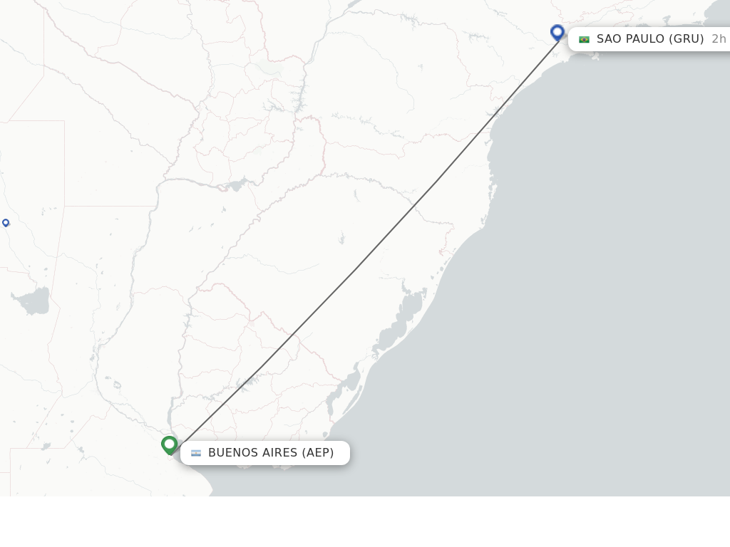Flights from Buenos Aires to Sao Paulo route map
