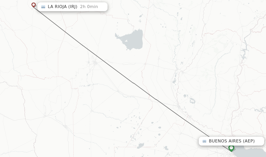 Flights from Buenos Aires to La Rioja route map