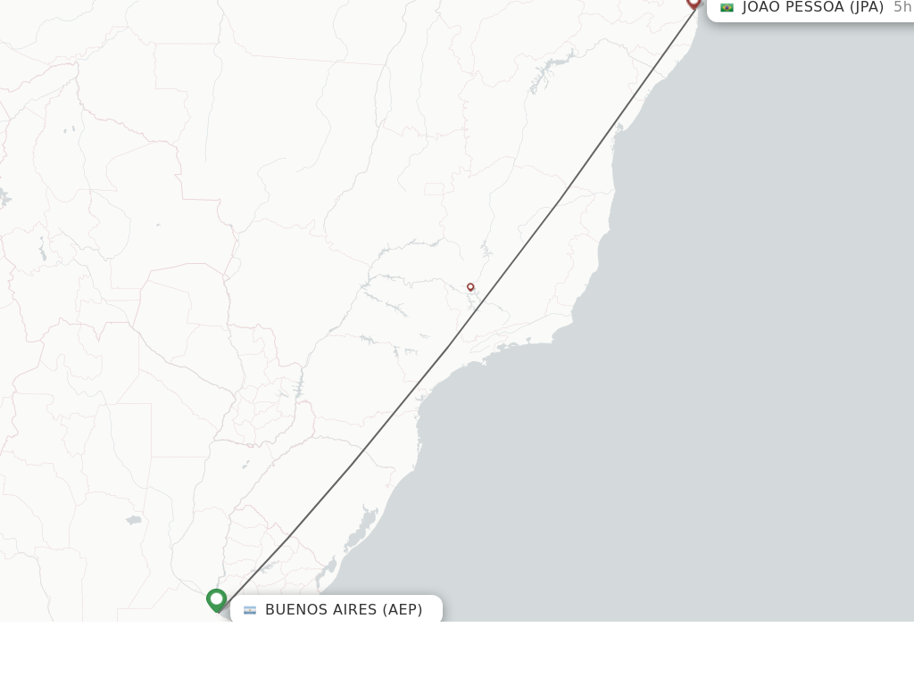 Flights from Joao Pessoa to Buenos Aires route map