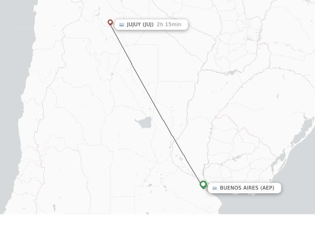 Flights from Buenos Aires to Jujuy route map