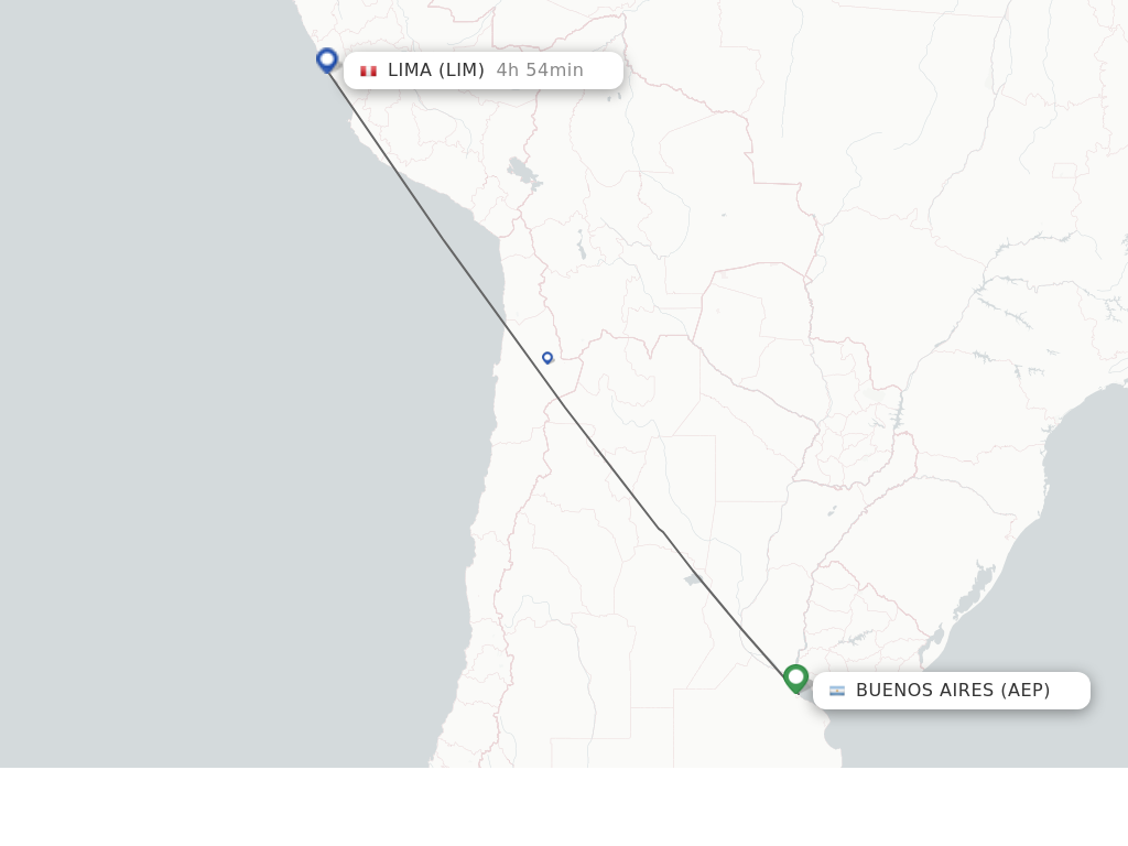 Flights from Buenos Aires to Lima route map