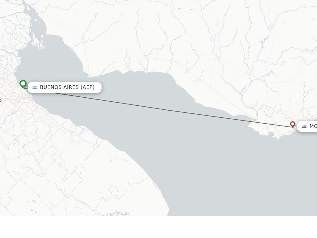 Flights from Buenos Aires to Montevideo route map