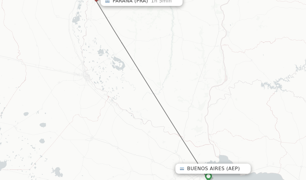 Flights from Buenos Aires to Parana route map