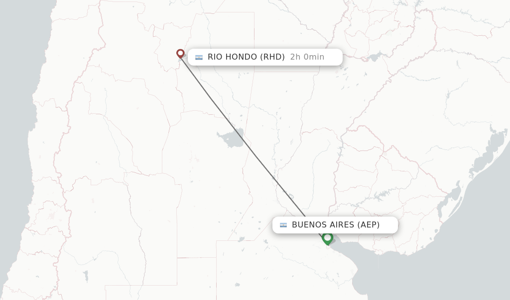 Flights from Buenos Aires to Rio Hondo route map