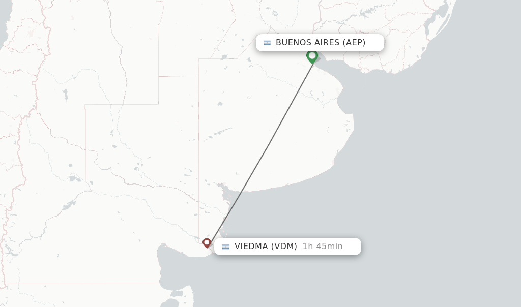 Flights from Buenos Aires to Viedma route map