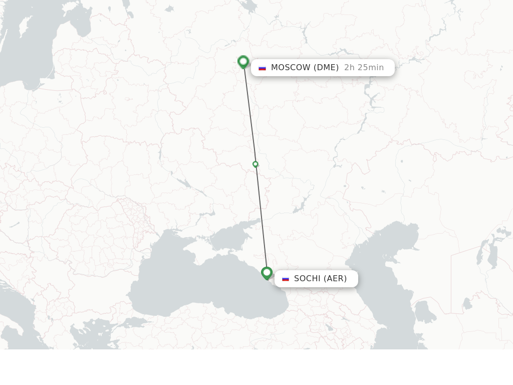 Flights from Sochi to Moscow route map