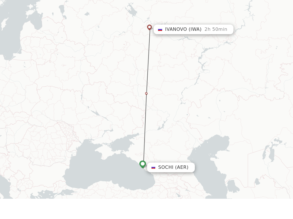 Flights from Adler/Sochi to Ivanovo route map
