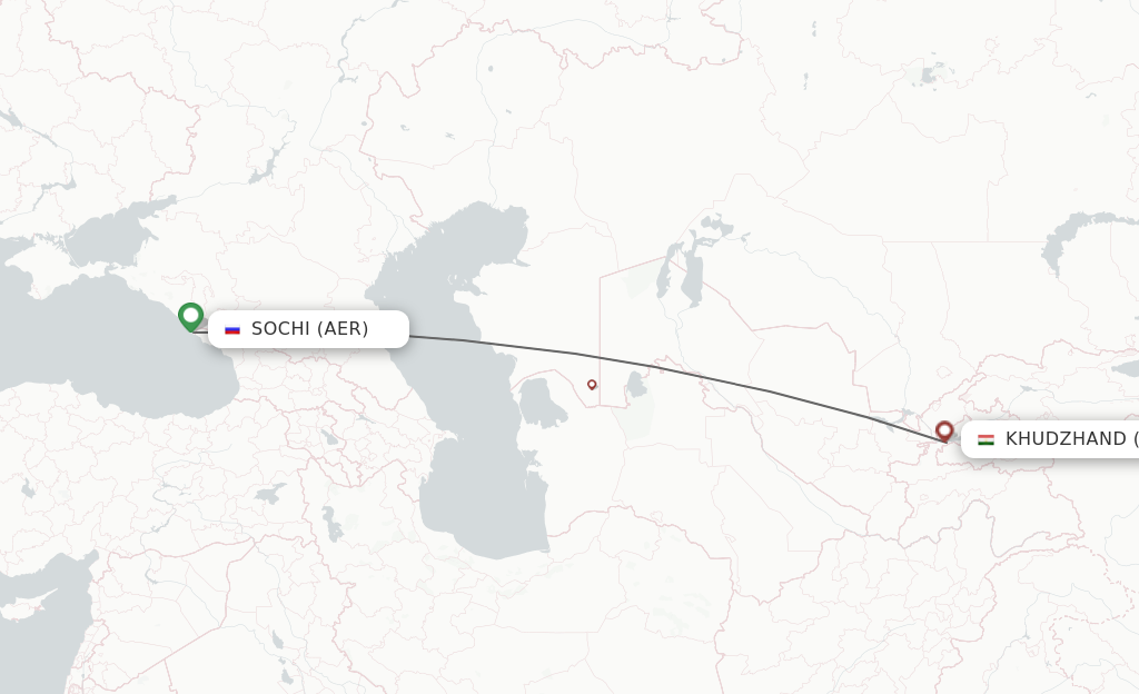 Flights from Adler/Sochi to Khujand route map