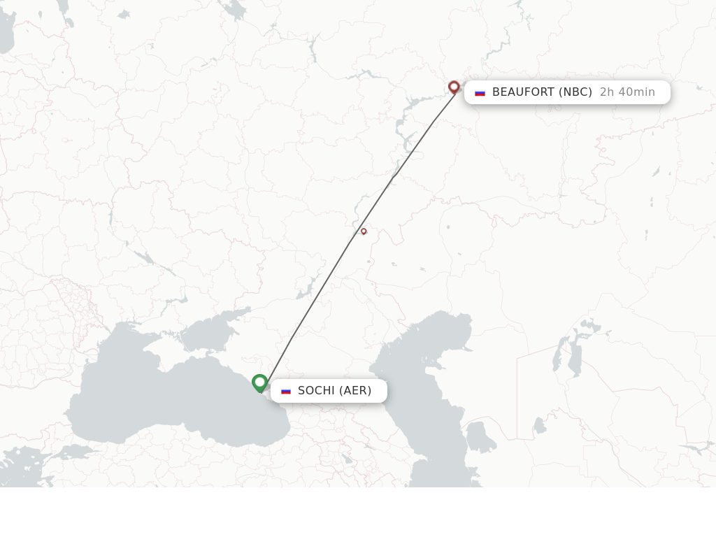 Flights from Adler/Sochi to Naberezhnye Chelny route map