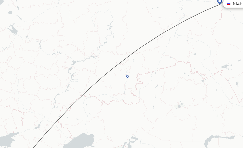 Flights from Adler/Sochi to Nizhnevartovsk route map