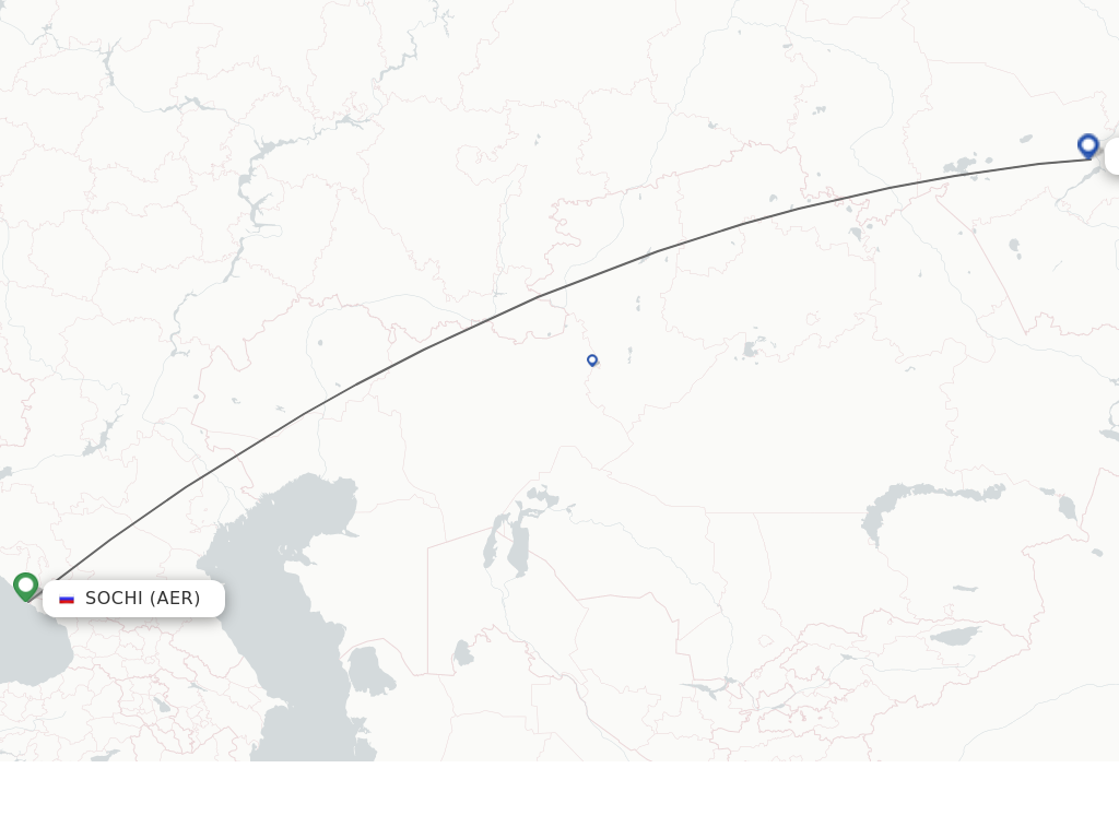 Flights from Novosibirsk to Sochi route map