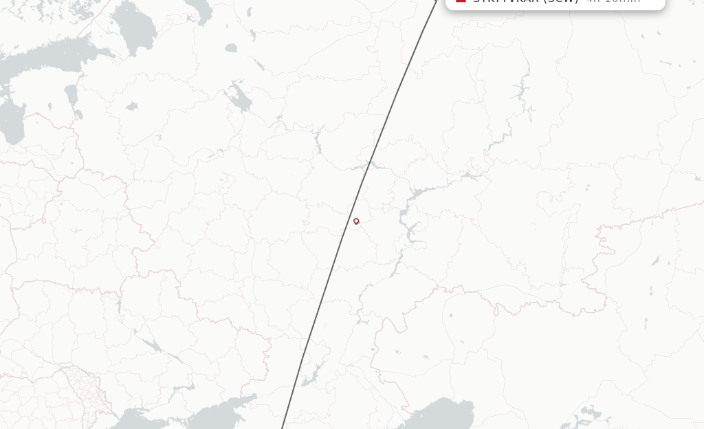 Flights from Adler/Sochi to Syktyvkar route map
