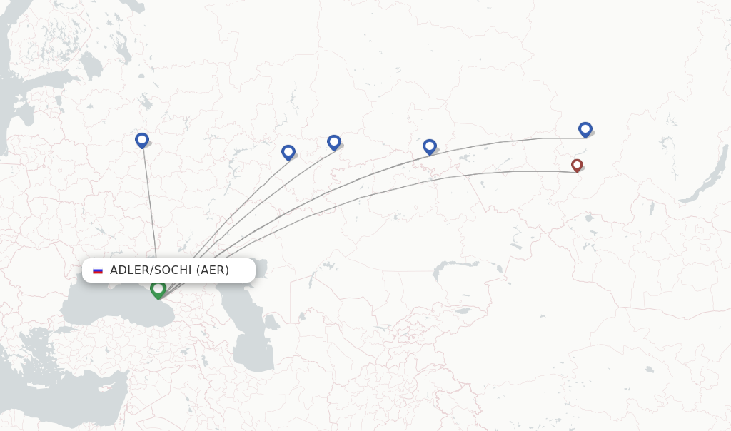 Route map with flights from Adler/Sochi with NordStar