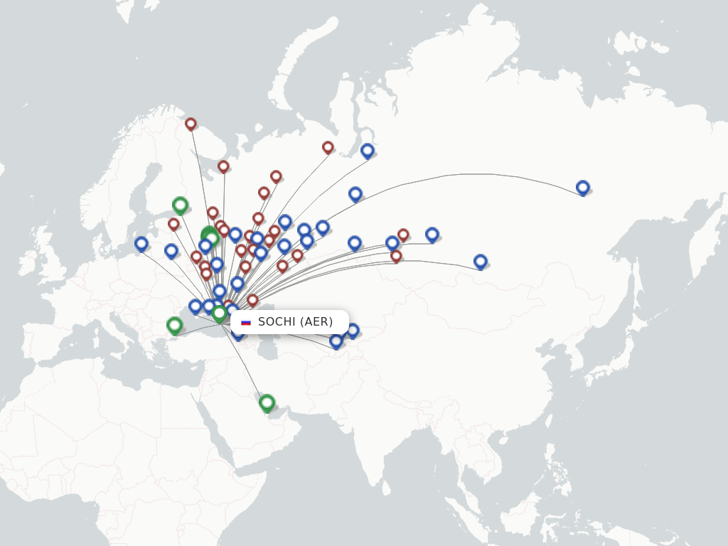 Flights from Adler/Sochi to Tbilisi route map