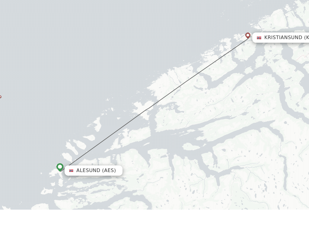 Flights from Kristiansund to Aalesund route map