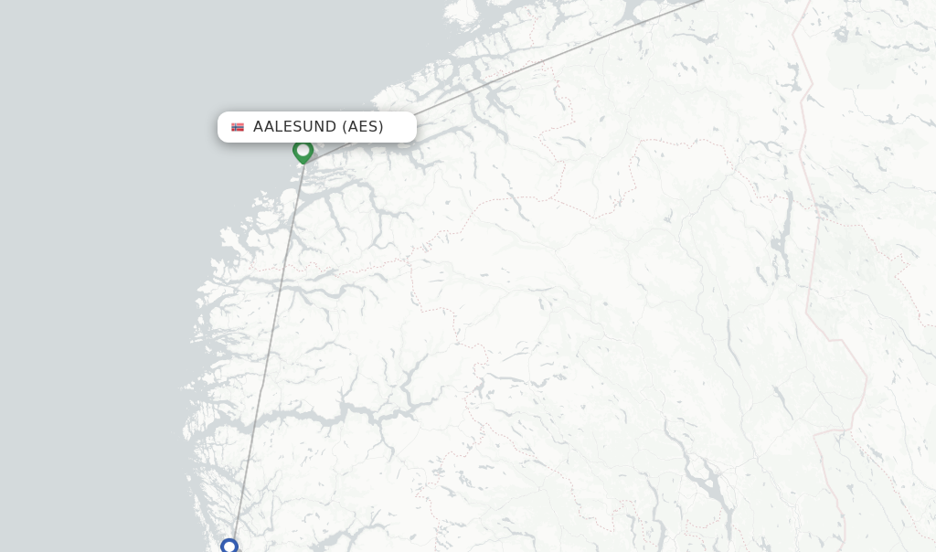 Route map with flights from Aalesund with Wideroe