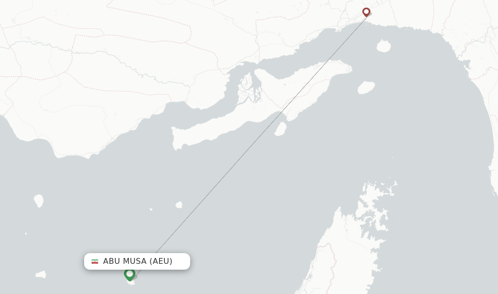 Route map with flights from Abu Musa with Iran Air