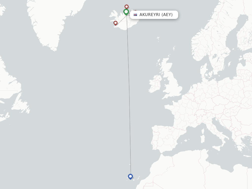 Akureyri AEY route map