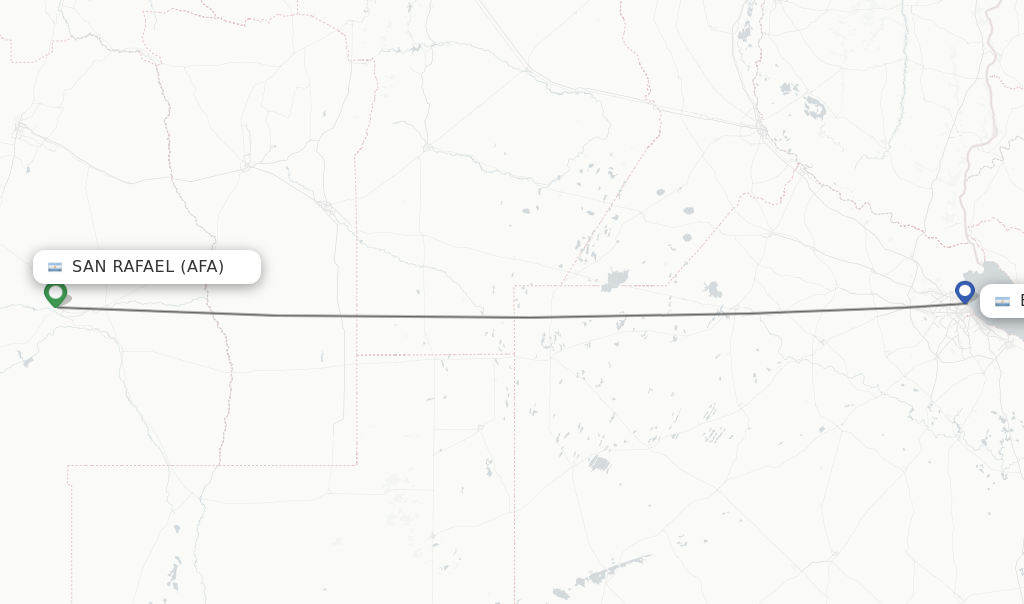 Flights from San Rafael to Buenos Aires route map