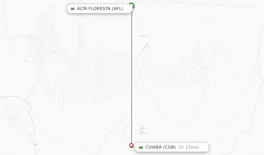Flights from Alta Floresta to Cuiaba route map