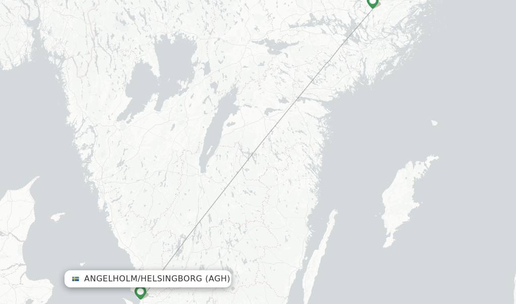 Route map with flights from Angelholm/Helsingborg with SAS