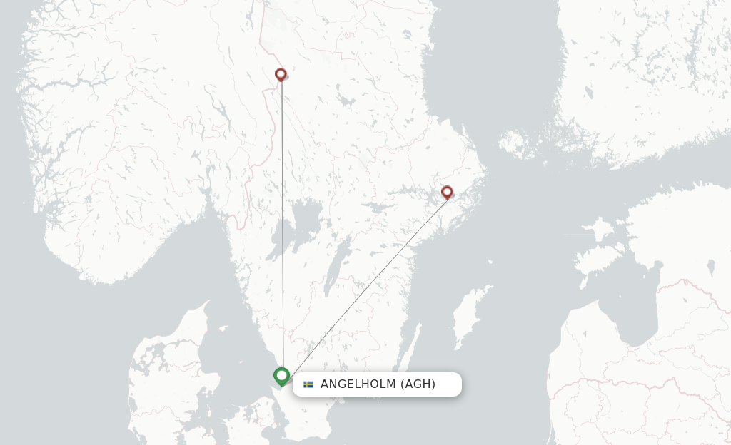 Route map with flights from Angelholm/Helsingborg with BRA
