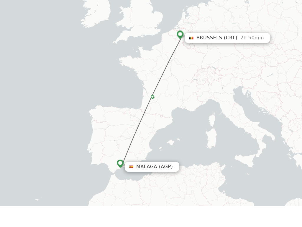 Flights from Malaga to Brussels route map