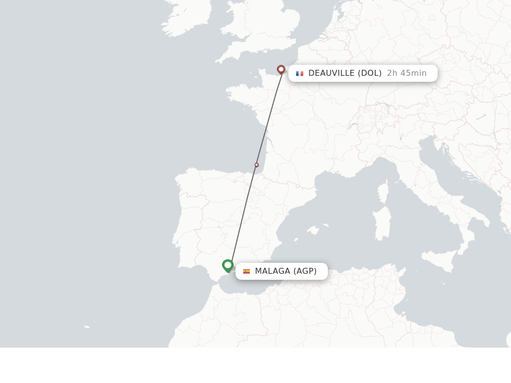 Flights from Malaga to Deauville route map