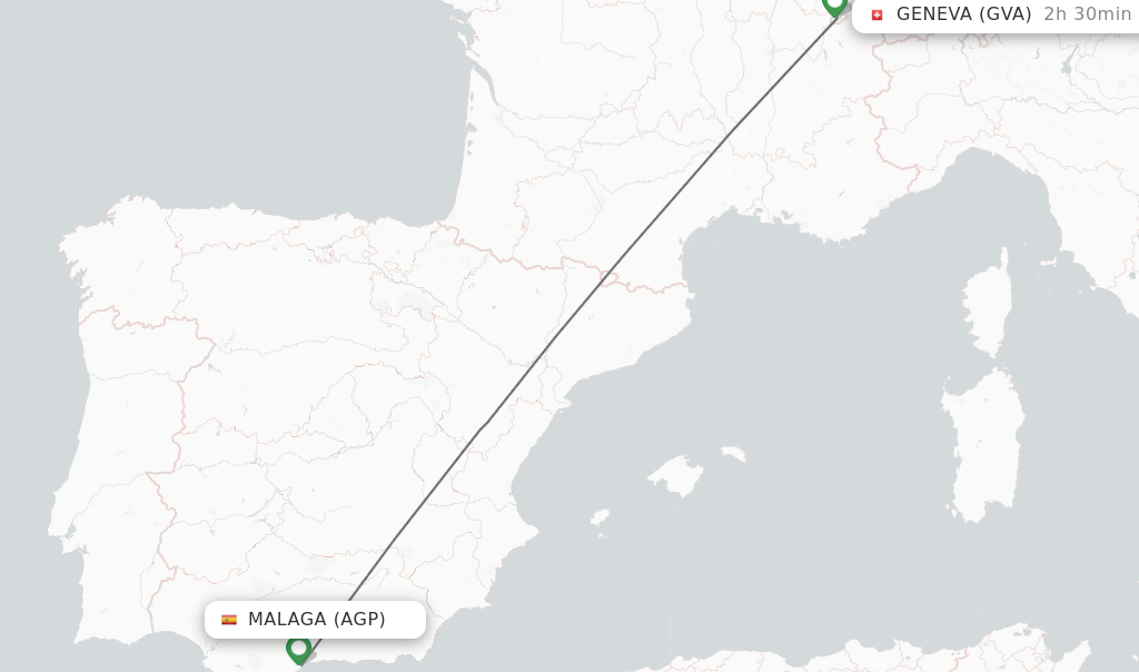 Flights from Malaga to Geneva route map