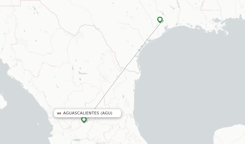 Route map with flights from Aguascalientes with United