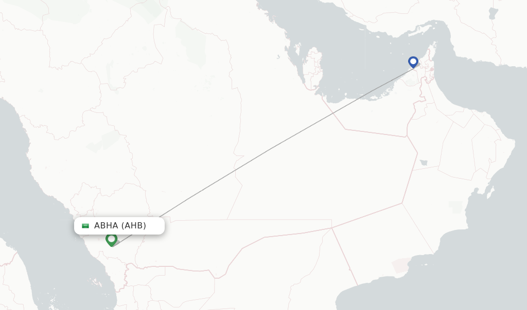 Route map with flights from Abha with Air Arabia
