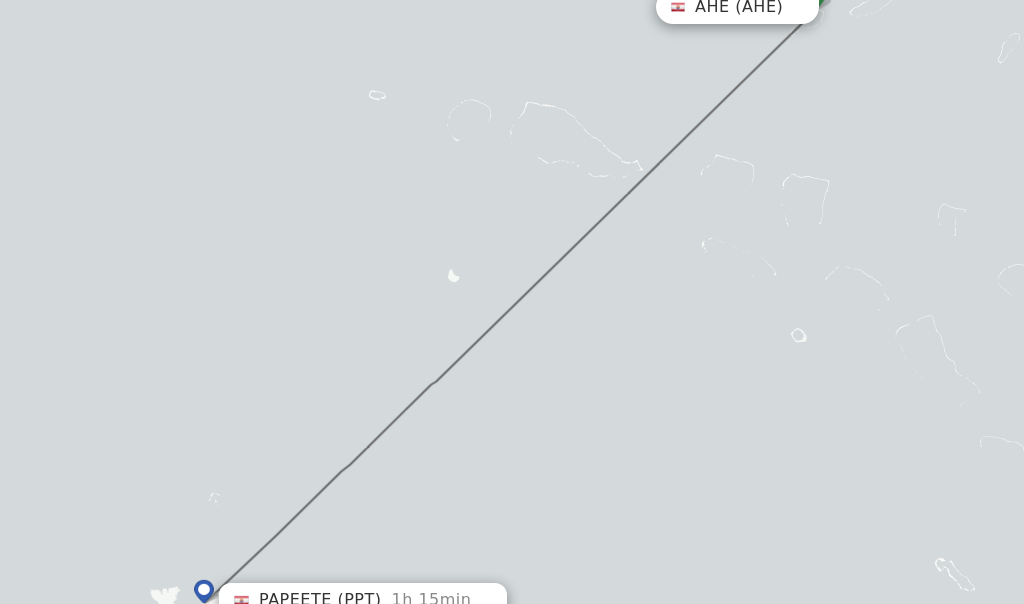 Flights from Ahe to Papeete route map