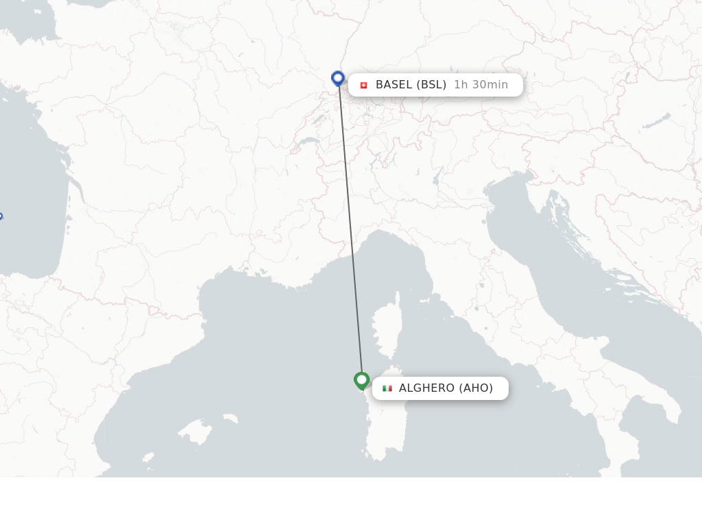 Flights from Alghero to Basel, Switzerland/Mulhouse route map