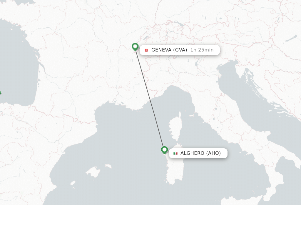Flights from Alghero to Geneva route map