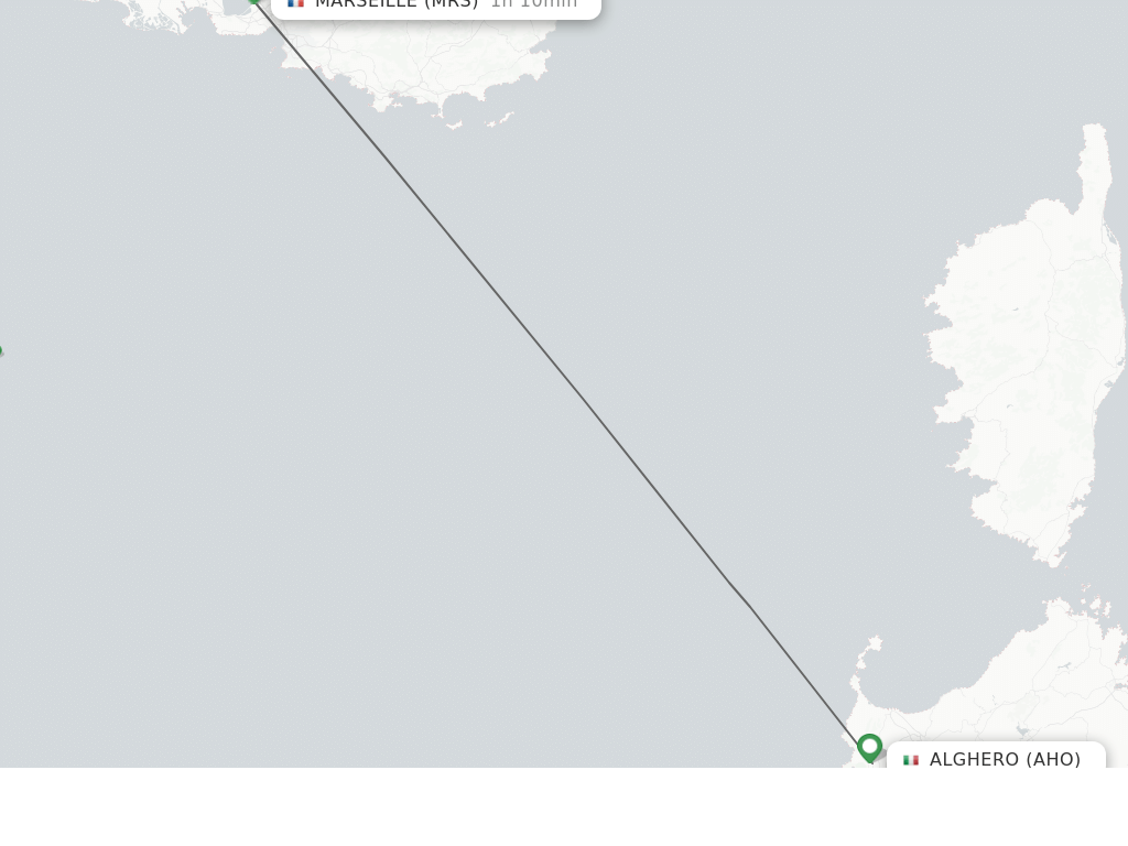 Flights from Alghero to Marseille route map