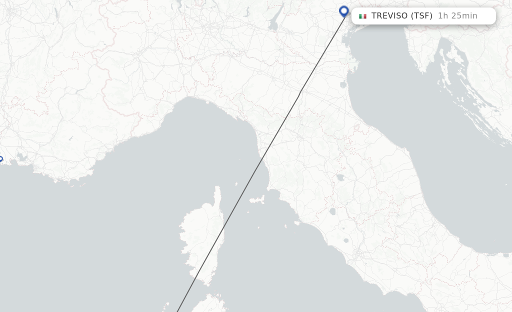 Flights from Alghero to Venice route map