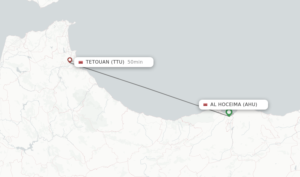Flights from Al Hoceima to Tetouan route map