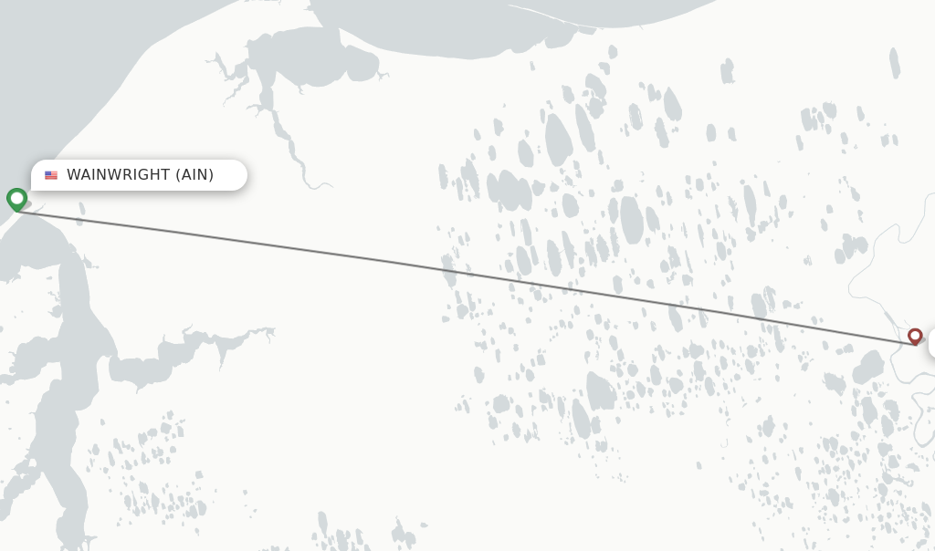 Flights from Wainwright to Atqasuk route map