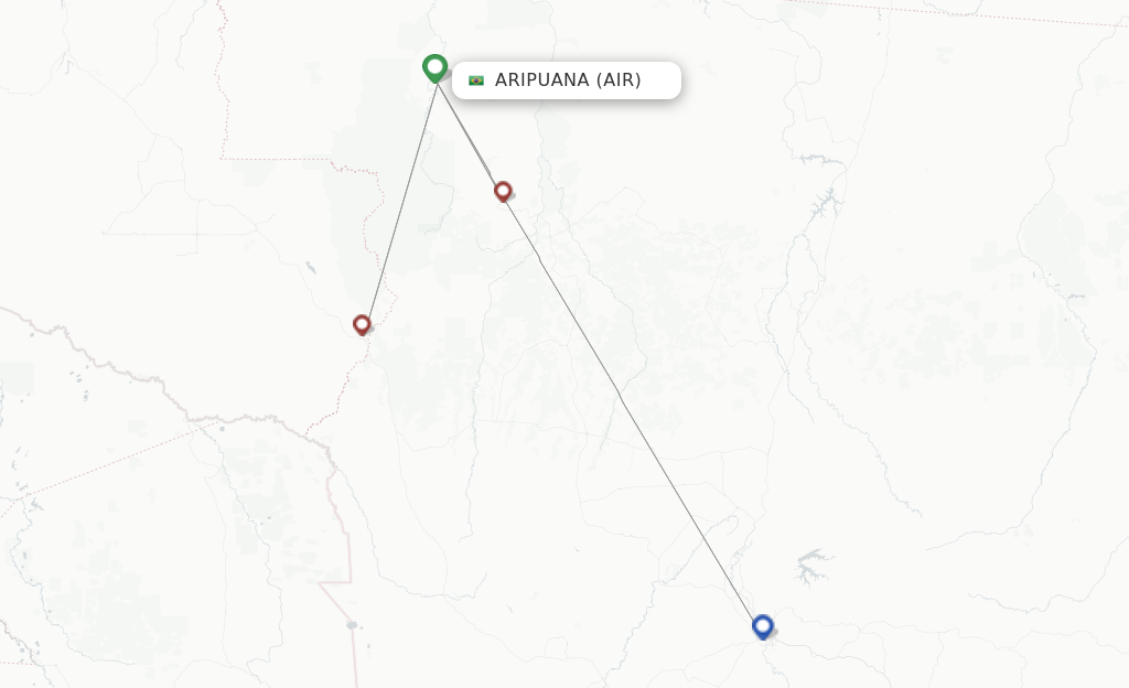 Route map with flights from Aripuana with Azul