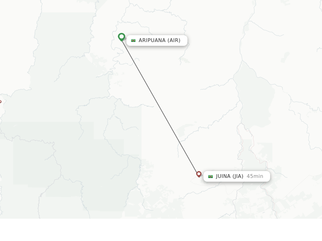 Flights from Aripuana to Juina route map
