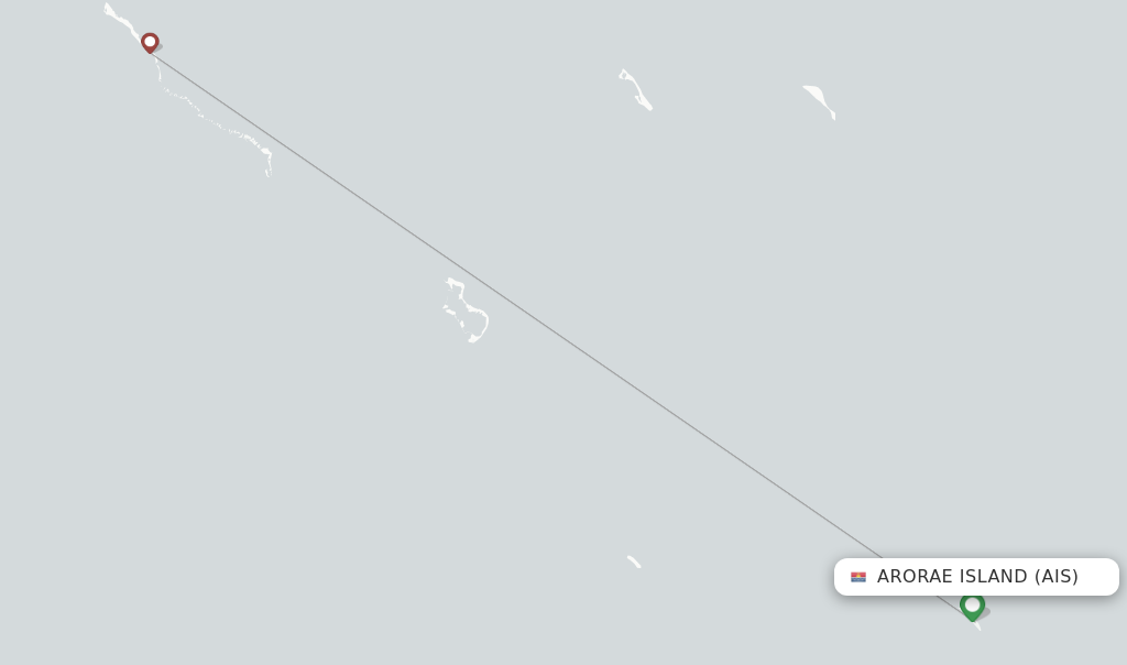 Route map with flights from Arorae Island with Air Kiribati
