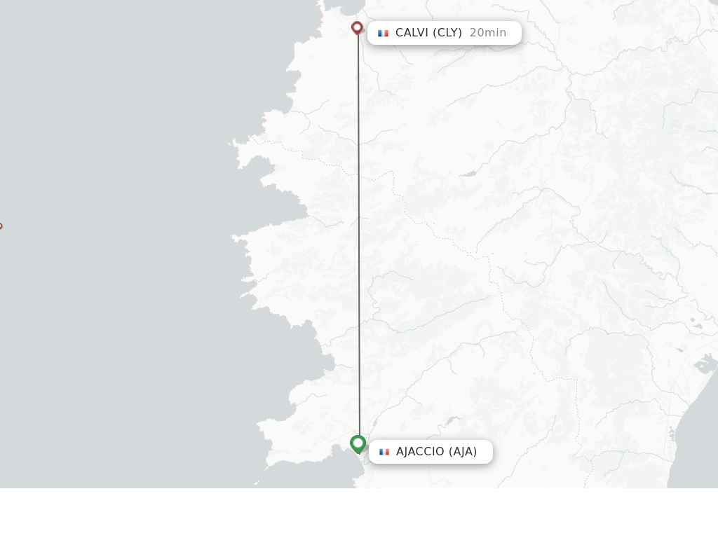 Flights from Ajaccio to Calvi route map