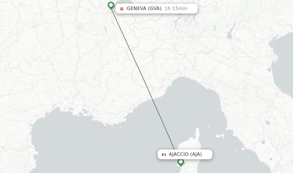 Flights from Ajaccio to Geneva route map
